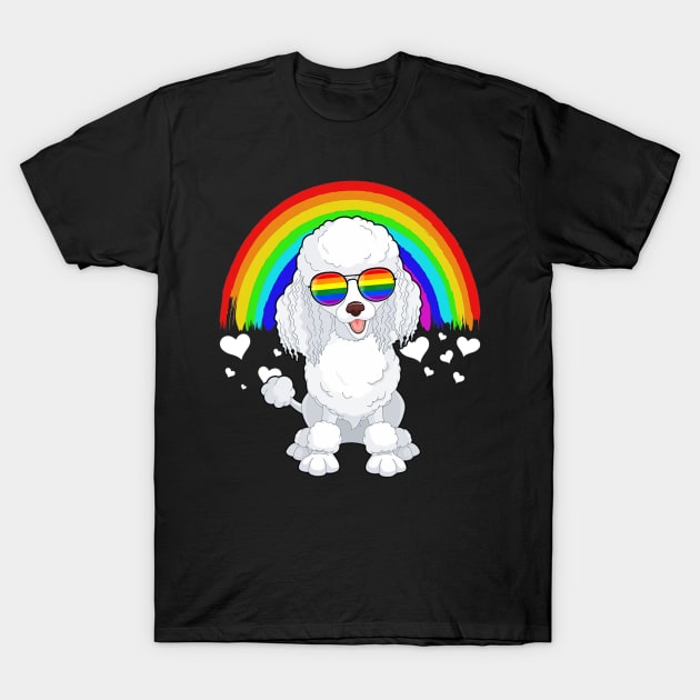 Poodle With Rainbow Sunglasses Gay Pride Lgbt T-Shirt by IainDodes